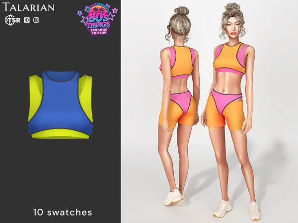 Alpha Sierra Neon Athletic Crop Top by talarian - The Sims 4 Custom Content