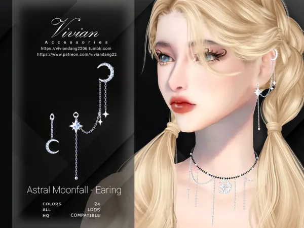 Alpha Astral Moonfall Earing by VivianDang - The Sims 4 Custom Content
