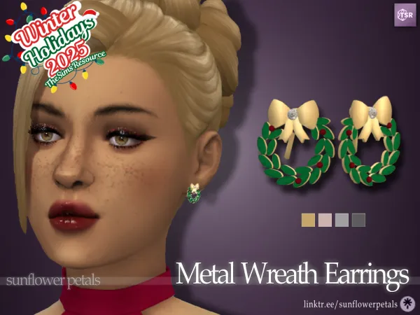 Mix Metal Wreath Earrings - The Sims 4 Custom Content