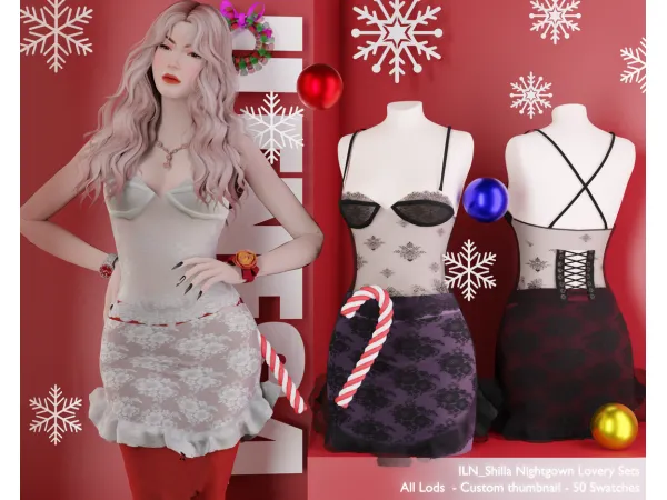 Alpha ILN Posy Lingerie Gown - The Sims 4 Custom Content
