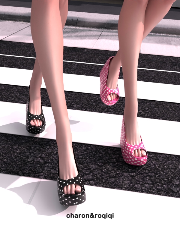 Mix [charonroqiqi]3_Platform wedge heelslender by roqiqi - The Sims 4 Custom Content