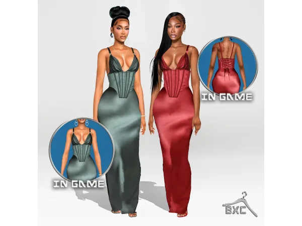 Sims 4 SHEA MAXI DRESS by Baddiexsimmer