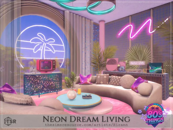 Alpha 80s Things Neon Dream Livingroom by Rirann - The Sims 4 Custom Content