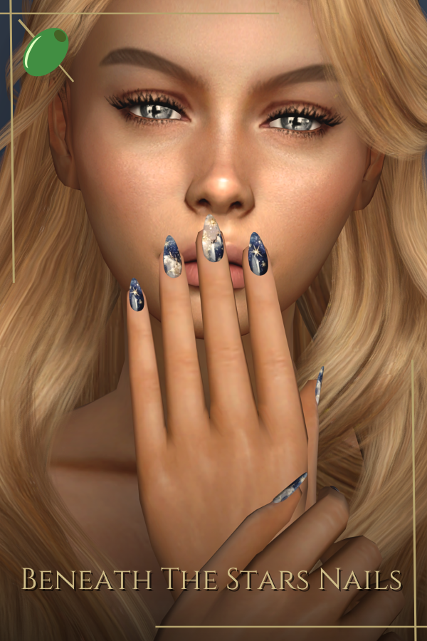 Alpha Beneath The Stars Nails by pitted0live - The Sims 4 Custom Content