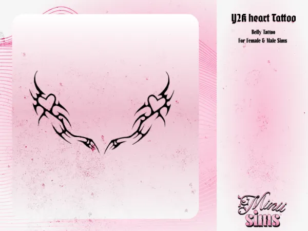 Mix Y2K Heart Tattoo Belly by Minii_sims4 - The Sims 4 Custom Content