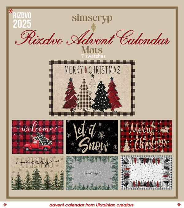 Mix Day 18 Christmas Door Mats by simsfinds - The Sims 4 Custom Content