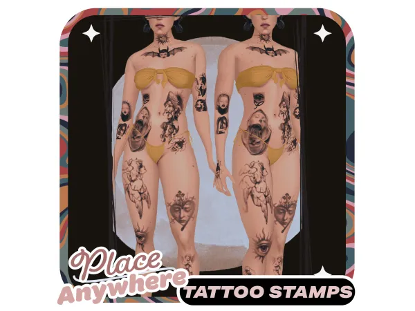 Sims 4 ATTOO STAMPS Random Set 1 by angophorasims