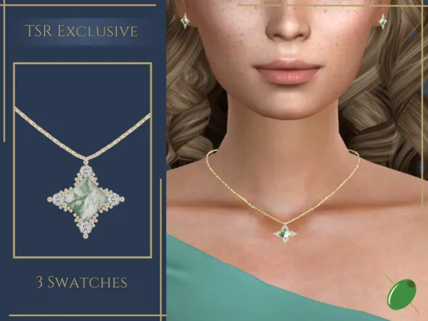 Alpha Patricia Moss Agate Necklace - The Sims 4 Custom Content