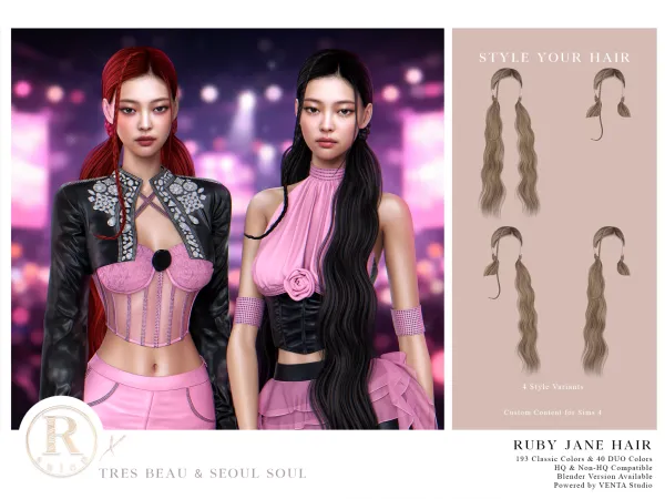 Alpha Ruby Jane Hair - The Sims 4 Custom Content