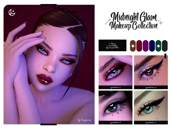 Maxis Match Midnight Glam Makeup Collection - The Sims 4 Custom Content