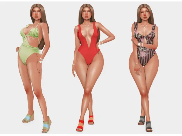 Maxis Match one piece bathing suits sims 4 lookbook by boujeesimss - The Sims 4 Custom Content