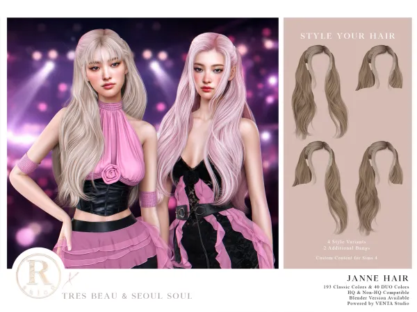 Alpha Janne Hair - The Sims 4 Custom Content