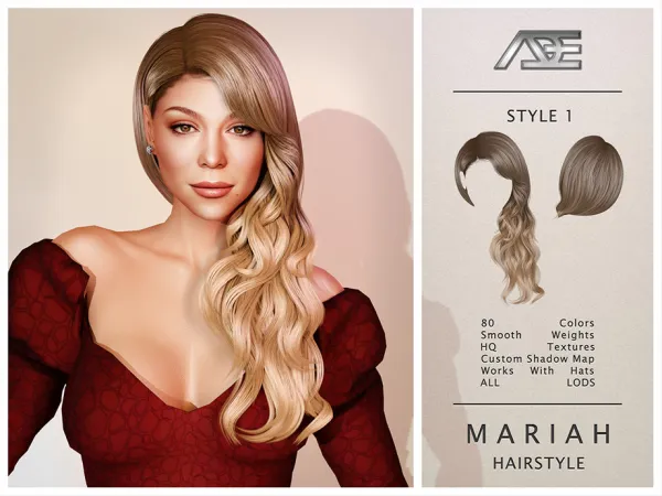 Sims 4 Mariah - Style 1 (Hairstyle)