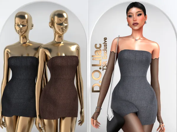 Sims 4 Strapless Wool Blend Mini Dress DO2092 by DOLilac