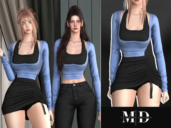 Sims 4 Veronica two-piece cotton set by Mydarling20