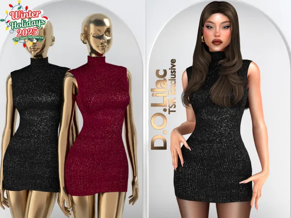 Sims 4 Sequin Knit Mini Dress DO2093 by DOLilac