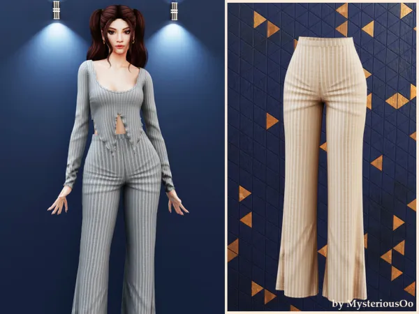 Alpha High waist ribbed pants by MysteriousOo - The Sims 4 Custom Content