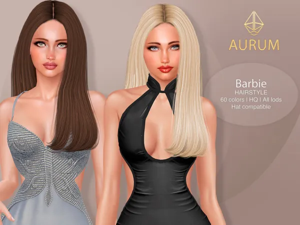 Alpha Barbie Hairstyle Long Sleek Straight Hair - The Sims 4 Custom Content