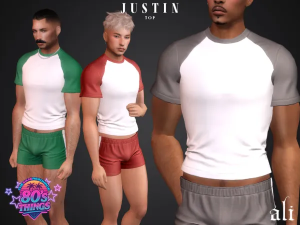Mix 80's Things JUSTIN top by ali1 - The Sims 4 Custom Content