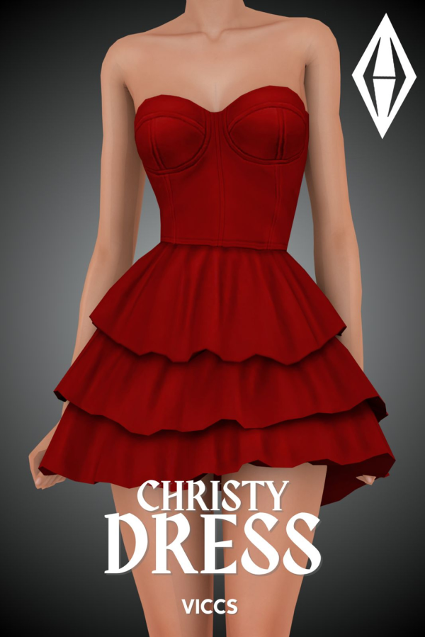Mix VICCS_ CHRISTY DRESS (TEEN ELDER) by viccs - The Sims 4 Custom Content