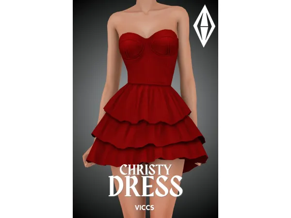 Mix VICCS_ CHRISTY DRESS (TEEN ELDER) - The Sims 4 Custom Content