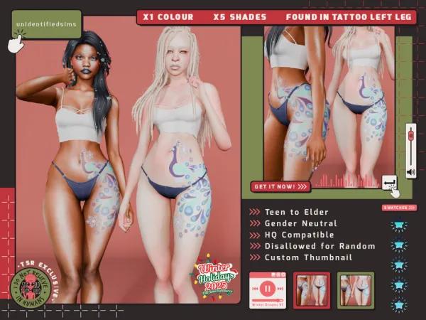 Mix US Winter Dreams V1 Tattoo - The Sims 4 Custom Content