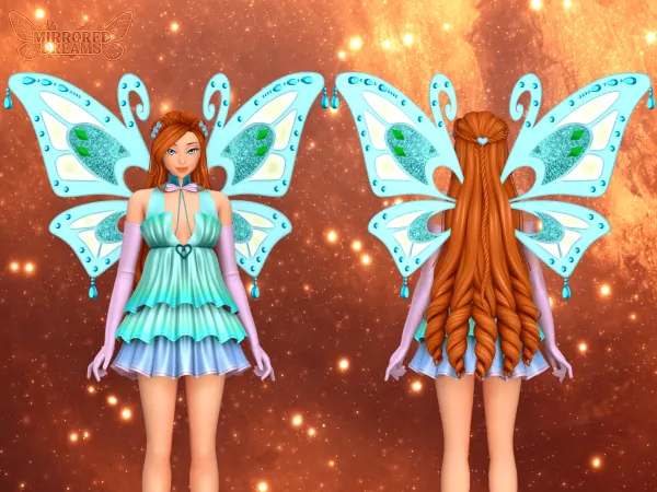 Mix Bloom Dress Enchantix Gloves Wings - The Sims 4 Custom Content