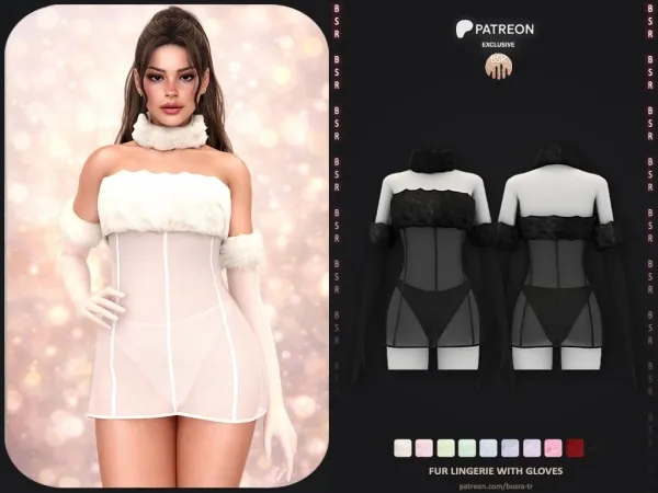 Alpha Fur Lingerie With Gloves P268 - The Sims 4 Custom Content