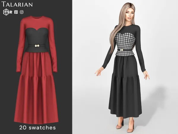 Sims 4 Chaya Corset Style Midi Dress by talarian