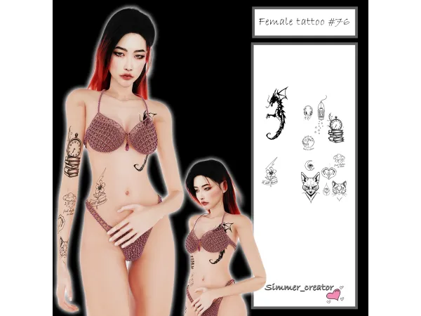 Alpha Female tattoo 76 - The Sims 4 Custom Content