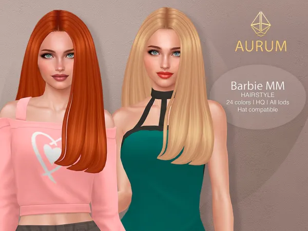 Maxis Match Barbie MM version Long Sleek Straight Hair - The Sims 4 Custom Content