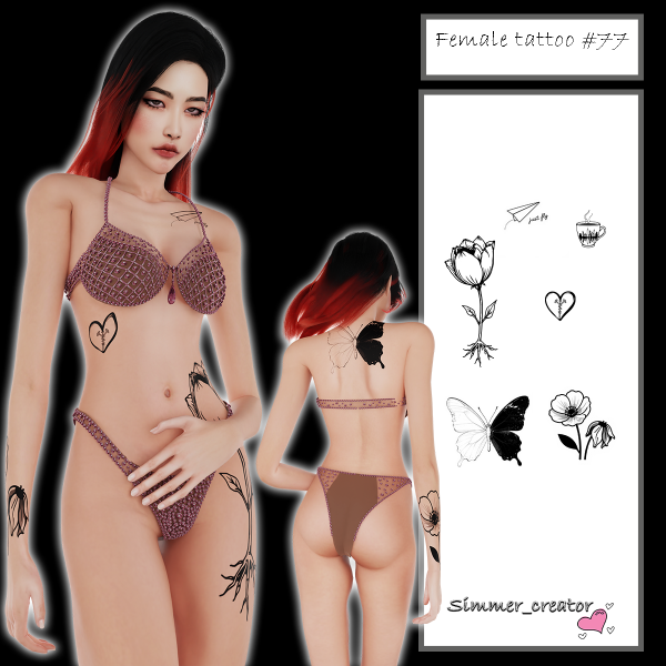 Alpha Female tattoo 77 by simmer_creator - The Sims 4 Custom Content
