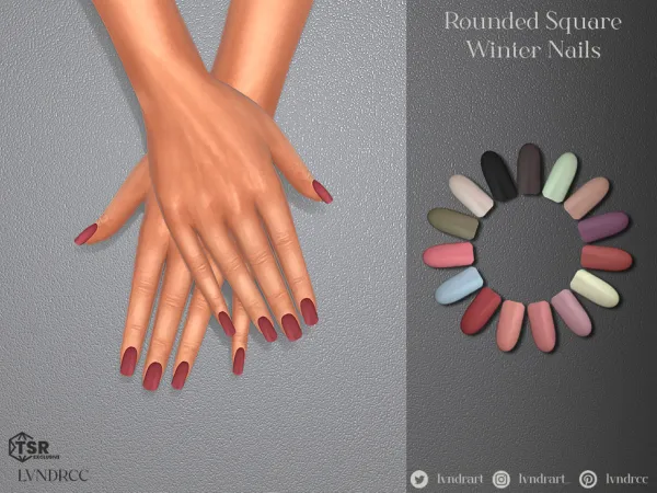 Sims 4 Rounded Square Winter Nails