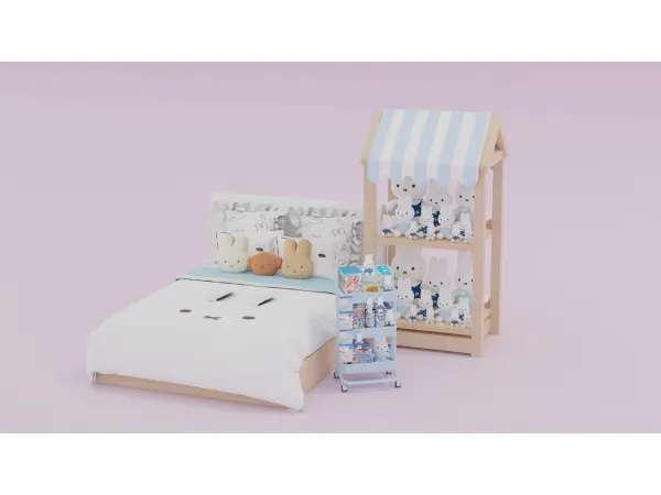 Mix u3010JIN simsu3011Miffy and hello kitty bedroom furniture - The Sims 4 Custom Content