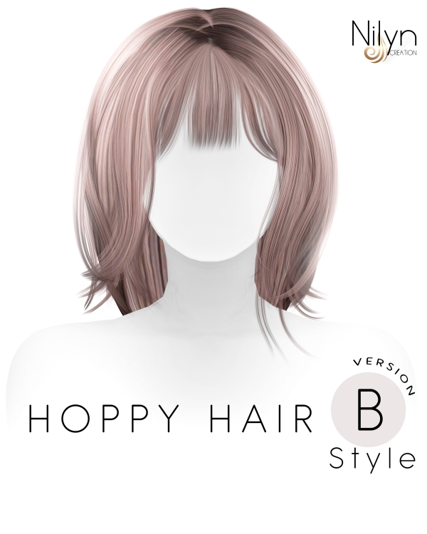 Alpha NILYN HOPPY HAIR STYLE_B by nilynsims - The Sims 4 Custom Content