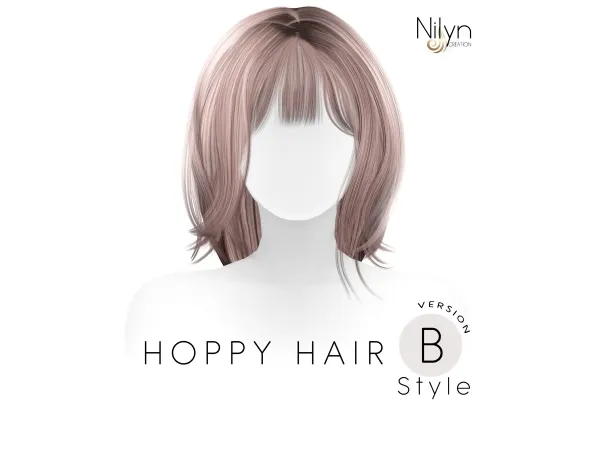 Alpha NILYN HOPPY HAIR STYLE_B - The Sims 4 Custom Content