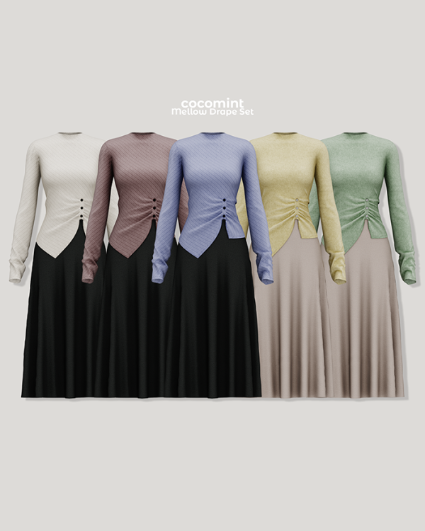 Alpha [cocomint] Mellow Drape Set by cocomint - The Sims 4 Custom Content
