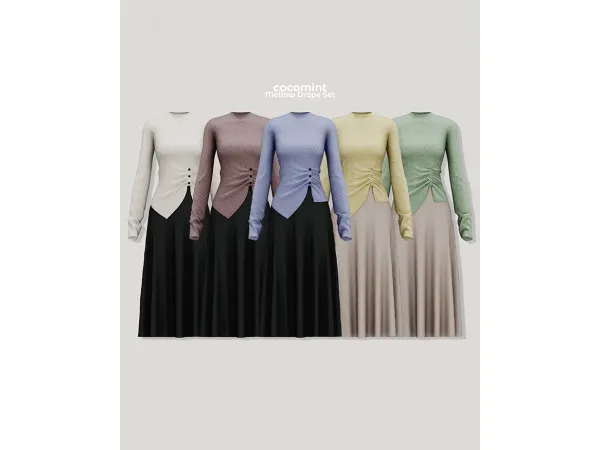 Alpha [cocomint] Mellow Drape Set - The Sims 4 Custom Content