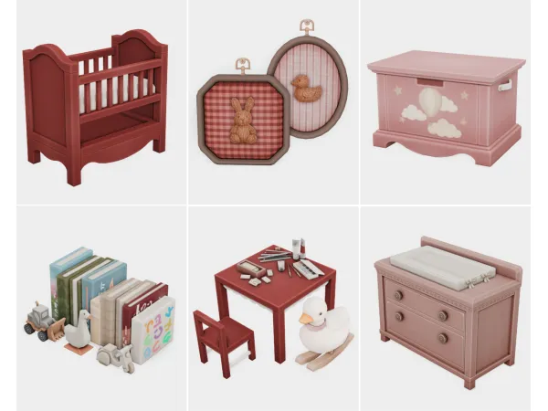 Maxis Match red and pink girly nursery sims 4 finds by boujeesimss - The Sims 4 Custom Content