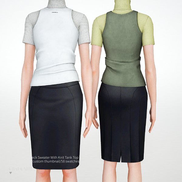 Alpha Miu Miu Turtleneck Sweater With Knit Tank Top by simsfinds - The Sims 4 Custom Content