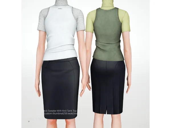 Alpha Miu Miu Turtleneck Sweater With Knit Tank Top - The Sims 4 Custom Content