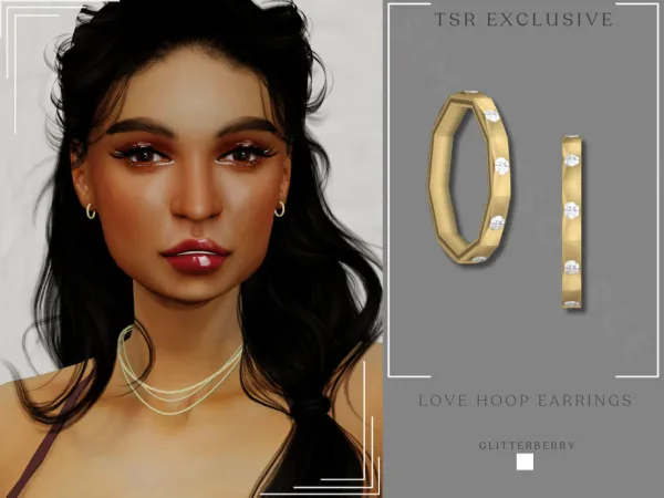 Alpha Love Hoop Earrings by thesimsresource - The Sims 4 Custom Content