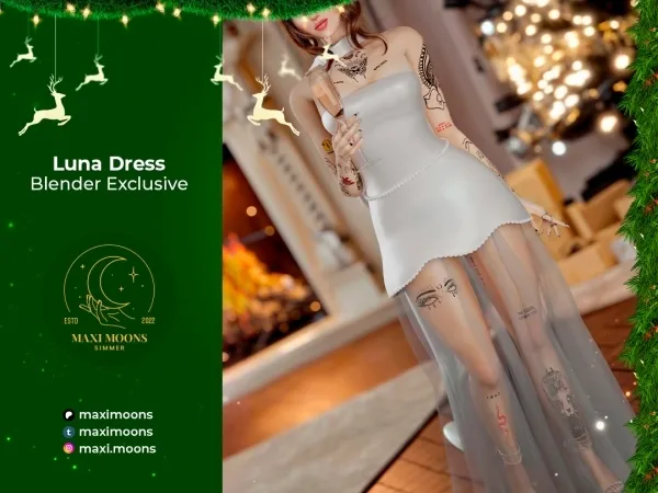 Alpha Luna Dress Blender Exclusive - The Sims 4 Custom Content