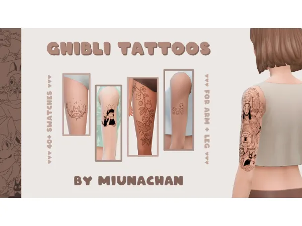 Mix Ghibli Tattoos by miunachan_sims4 - The Sims 4 Custom Content