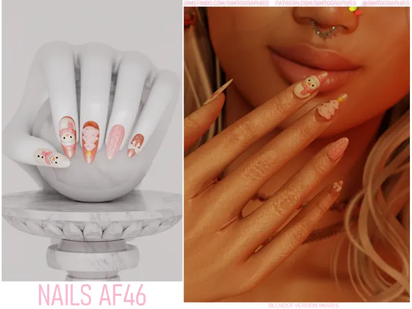 Alpha Nails AF46 - The Sims 4 Custom Content