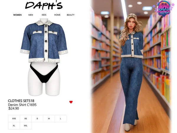 Alpha Daph's 80'S THINGS Clothes SET518 Denim Shirt C1695 - The Sims 4 Custom Content