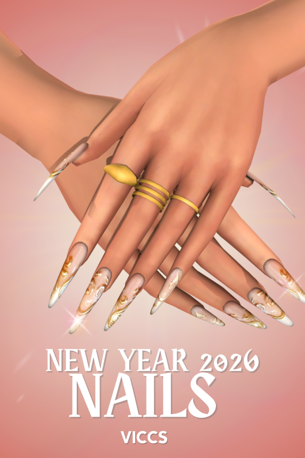 Mix VICCS_HAPPY 2026 NAILS (TEEN ELDER) by viccs - The Sims 4 Custom Content