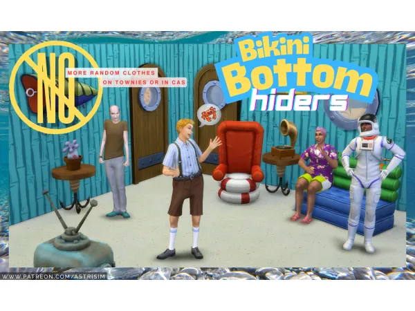 Mix Bikini Bottom CAS Hiders by astrisim - The Sims 4 Custom Content