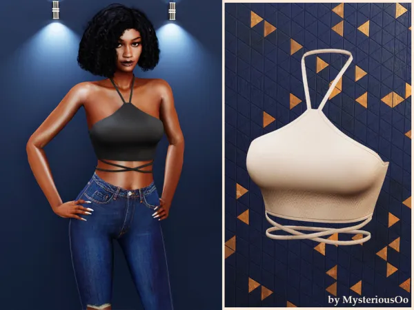 Sims 4 Halter wrap crop top by MysteriousOo