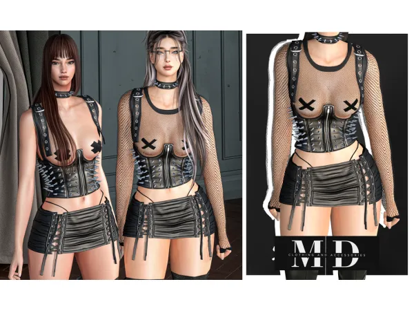 Alpha NEW 43310450277903 Sexy gothic set with spikes 43310450277903 - The Sims 4 Custom Content